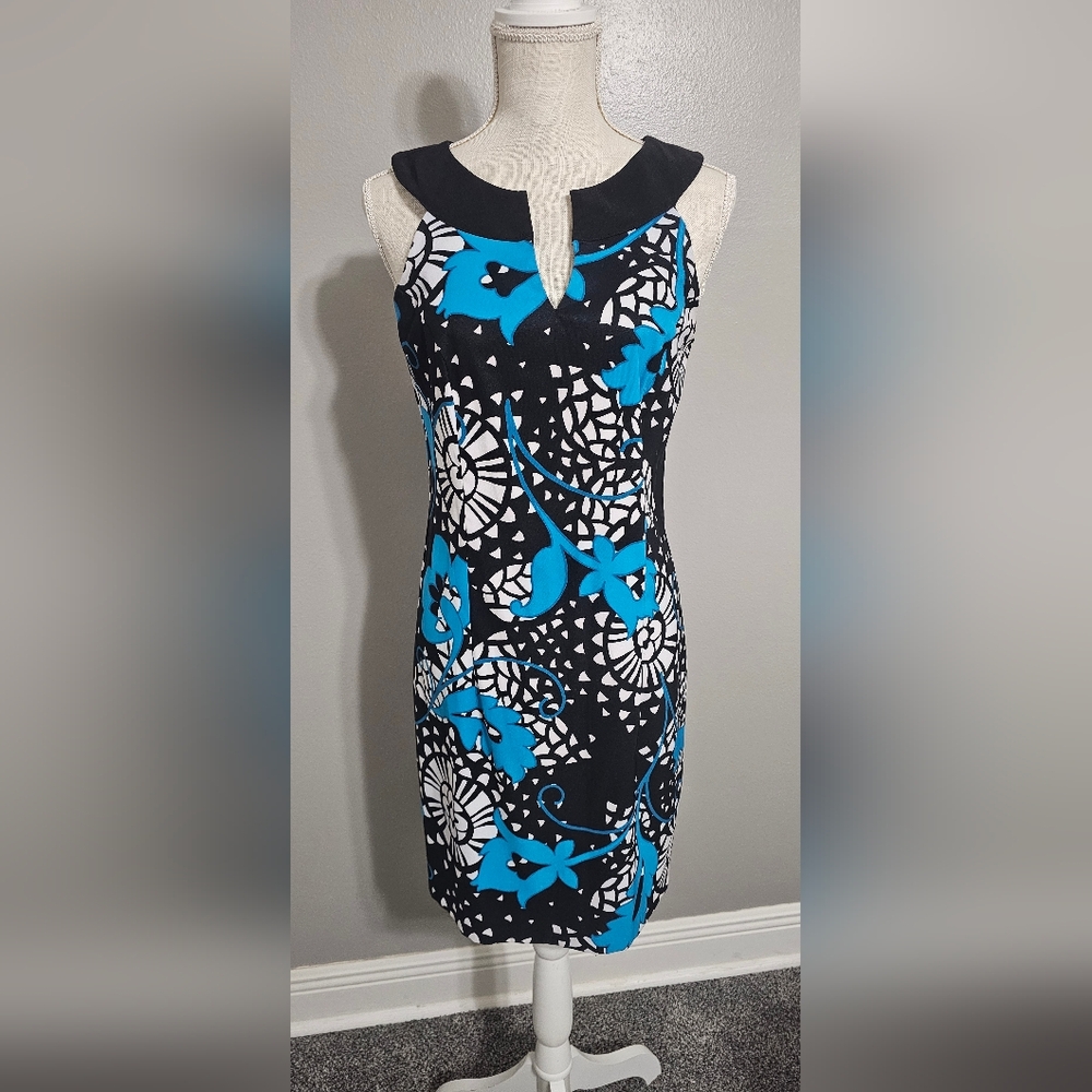 AGB Black and Blue Floral Dress